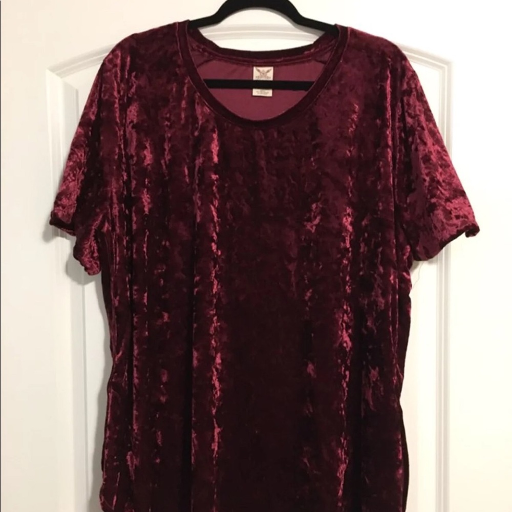 Maroon Crushed Velvet T-shirt
